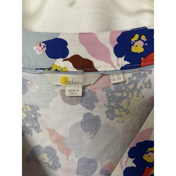 Boden Womens Cotton Floral Dress Pleated Sleeveless Pockets 12L - Picture 4 of 6